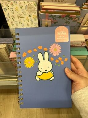 miffy Blue Notebook with Yellow Dress and Floral Accents
